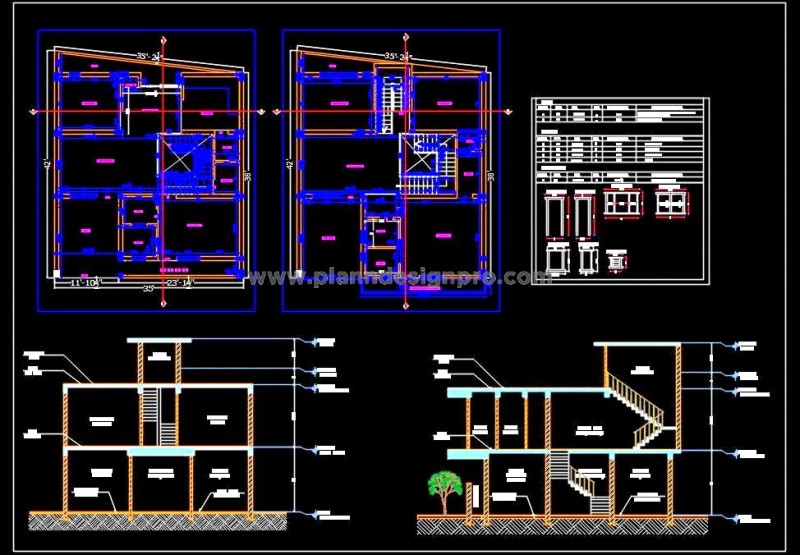 Free House CAD Drawing- 35'x40' with Building Sections